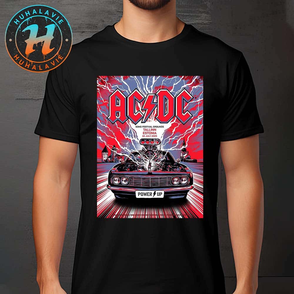 ACDC Tallinn PWR UP Tour 2025 Lithograph Poster At Tallinn Song Festival Grounds Estonia On July 24th 2025 Classic T-Shirt ACDC Tallinn PWR UP Tour 2025 Lithograph Poster At Tallinn Song Festival Grounds Estonia On July 24th 2025 Classic T-Shirt