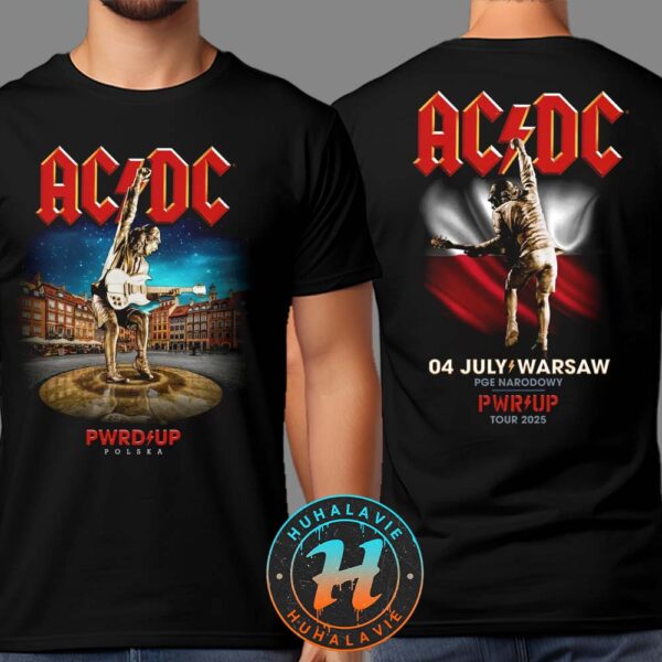 ACDC Warsaw Poland PWR Up Tour 2025 Exclusive Tee At PGE Narodowy On July 4th 2025 Two Sided Print Unisex T-Shirt
