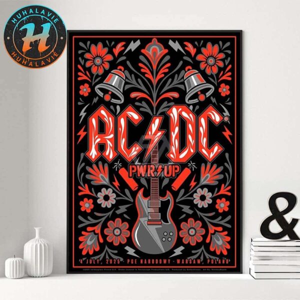 ACDC Warsaw Poland PWR Up Tour 2025 Music Poster At PGE Narodowy On July 4th 2025 Home Decor Poster Canvas