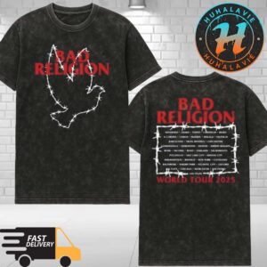 Bad Religion Barbed Dove Tee Exclusive World Tour 2025 Dates List Washed T-Shirt