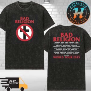 Bad Religion Collection Cross Buster Tee World Tour 2025 Cities List Washed T-Shirt