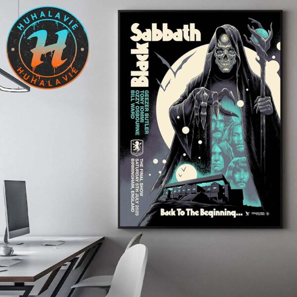 Black Sabbath Skeleton Poster By Luke Preece Back To The Beginning 2025 The Final Show At Villa Park Birmingham On July 5 2025 Home Decor Poster Canvas