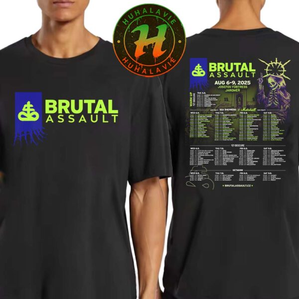 Brutal Assault Festival 2025 In Jaromer Czech Republic Poster Line Up At Josefov Fortress On August 6-9 2025 Two Sided Print T-Shirt