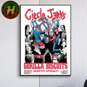 Circle Jerks Music Poster In San Diego CA And Phoenix AZ At Observatory NP And The Van Buren On September 4th 5th And 6th 2025 Poster Canvas
