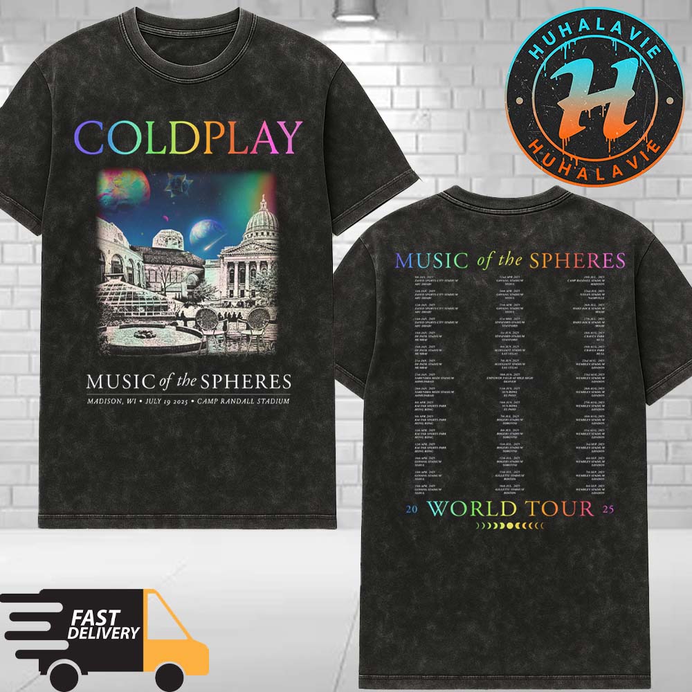 Coldplay Madison WI Exclusive Tee At Camp Randall Stadium On July 19 Music Of The Spheres Tour 2025 Washed T-Shirt Coldplay Madison WI Exclusive Tee At Camp Randall Stadium On July 19 Music Of The Spheres Tour 2025 Washed T-Shirt