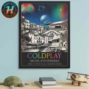 Coldplay Miami 2025 Music Of The Spheres Tour Official Poster In Miami Florida At Hard Rock Stadium On July 26 And 27 2025 Home Decor Poster Canvas