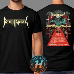 Death Angel Act III US Tour 2025 Dates List WIth Special Guests Toxic Holocaust Lions at the Gate And Misfire Two Sided Print Unisex T-Shirt