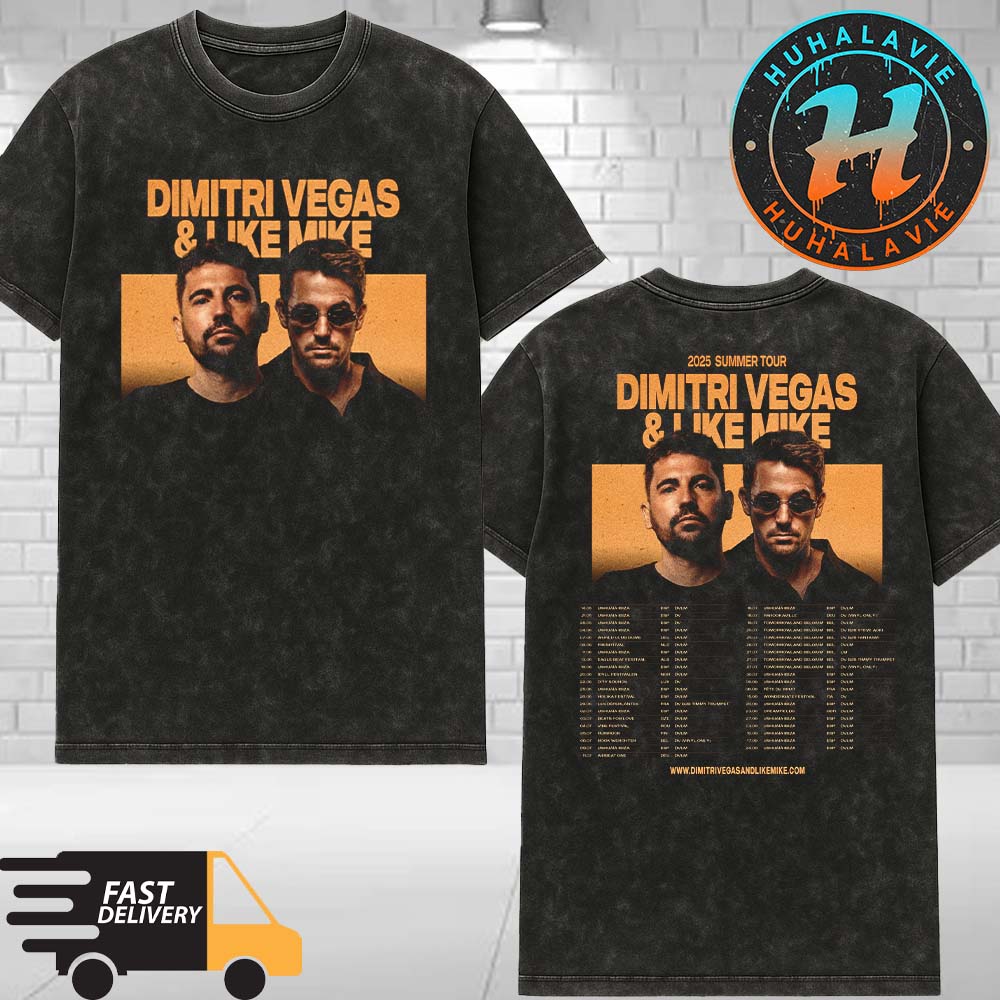 Dimitri Vegas And Like Mike 2025 Summer Tour Dates List Star In Spain At Ushuaia Ibiza On May 14th 2025 Washed T-Shirt Dimitri Vegas And Like Mike 2025 Summer Tour Dates List Star In Spain At Ushuaia Ibiza On May 14th 2025 Washed T-Shirt