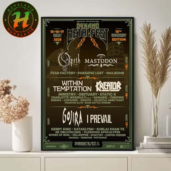 Dynamo Metalfest Festival 2025 In Eindhoven Netherlands Poster Line Up On August 15th 16th And 17th 2025 At IJssportcentrum Poster Canvas