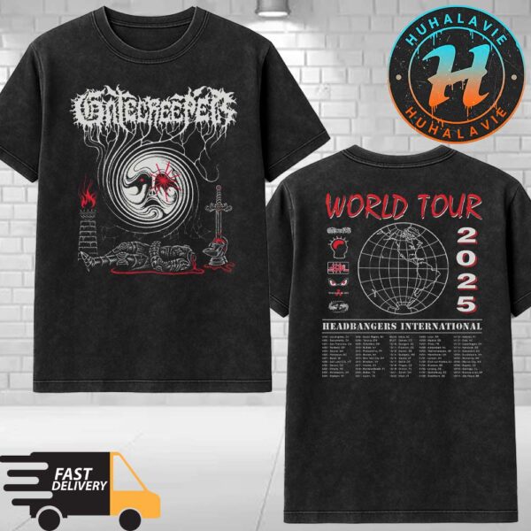 Gatecreeper Knight Tour 2025 Merchandise Tee Headbanger International Dates List Washed T-Shirt