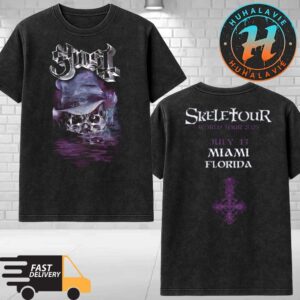 Ghost Miami Florida Skeletour World Tour 2025 Merchandise Tee At Kaseya Center On July 13 2025 Washed T-Shirt