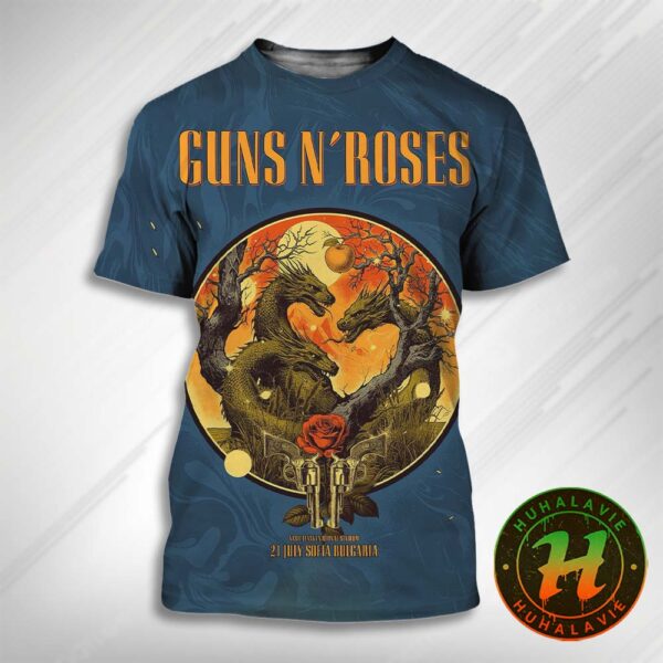 Guns N Roses Music Poster At Vasil Levski Nation Stadium In Sofia Bulgaria On July 21th 2025 All Over Print T-Shirt