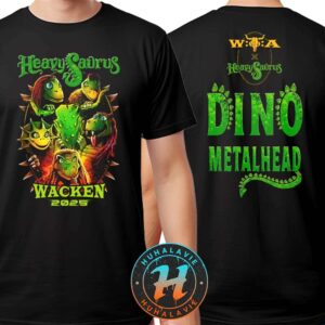 Heavysaurus x Wacken Open Air 2025 Dino Metalhead On July 30-August 2 Black Two Sided Print Unisex T-Shirt