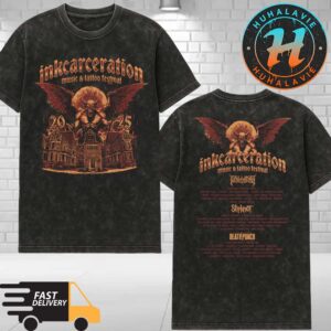 Inkcarceration Festival 2025 Americas Rock And Metal Tattoo Festival 2025 Merch Looming Gargoyle Tee In Mansfield OH On July 18th-20th Washed T-Shirt