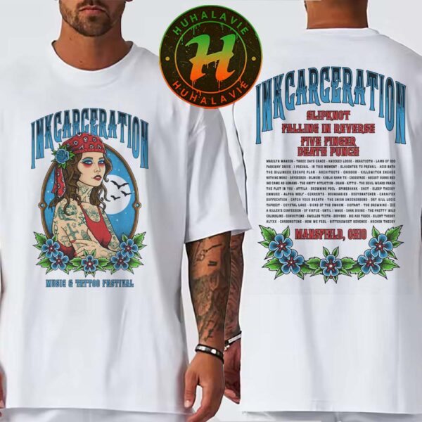 Inkcarceration Festival 2025 Tats And Bats Collection Tee In Mansfield Ohio On July 18th-20th Music And Tattoo Festival 2025 White T-Shirt