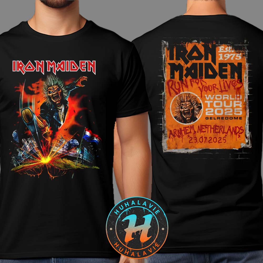 Iron Maiden Arnhem Netherland Tee Run For Your Lives World Tour 2025 At Gelredome On July 23 2025 Merchandise Unisex T-Shirt Iron Maiden Arnhem Netherland Tee Run For Your Lives World Tour 2025 At Gelredome On July 23 2025 Merchandise Unisex T-Shirt