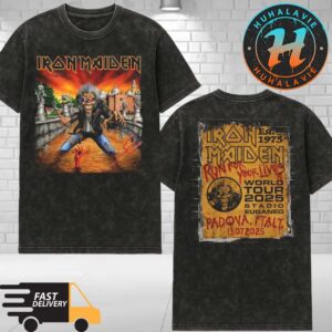 Iron Maiden In Padova Italy Tee Merch At Stadio Euganeo On July 13 Run For Your Lives World Tour 2025 Washed T-Shirt