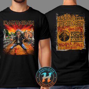 Iron Maiden Italy Tee Run For Your Lives World Tour 2025 Merch At Stadio Euganeo In Padova Italy On July 13 2025 Two Sided Print Unisex T-Shirt