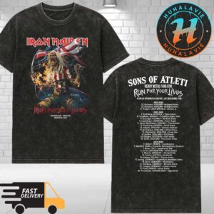 Iron Maiden Sons Of Atleti Heavy Metal Fans ATM Eddie Atletico de Madrid Merch Run For Your Lives World Tour 2025 2026 Washed T-Shirt