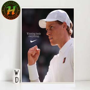 Jannik Sinner Winning Helas Everything Nike x Jannik Sinner Wimbledon Champions 2025 Rules The Grass In London And Makes It Four Grand Slams Home Decor Poster Canvas