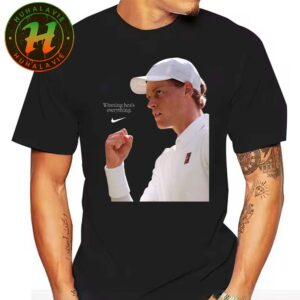 Jannik Sinner Winning Helas Everything Nike x Jannik Sinner Wimbledon Champions 2025 Rules The Grass In London And Makes It Four Grand Slams Vintage T-Shirt