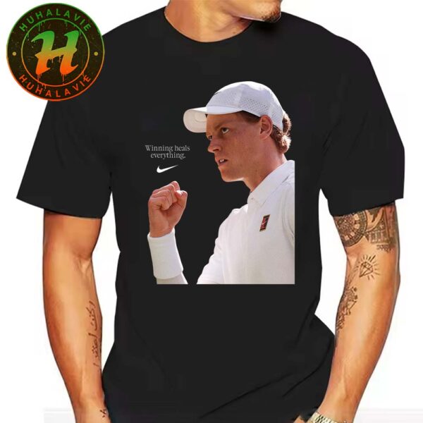 Jannik Sinner Winning Helas Everything Nike x Jannik Sinner Wimbledon Champions 2025 Rules The Grass In London And Makes It Four Grand Slams Vintage T-Shirt