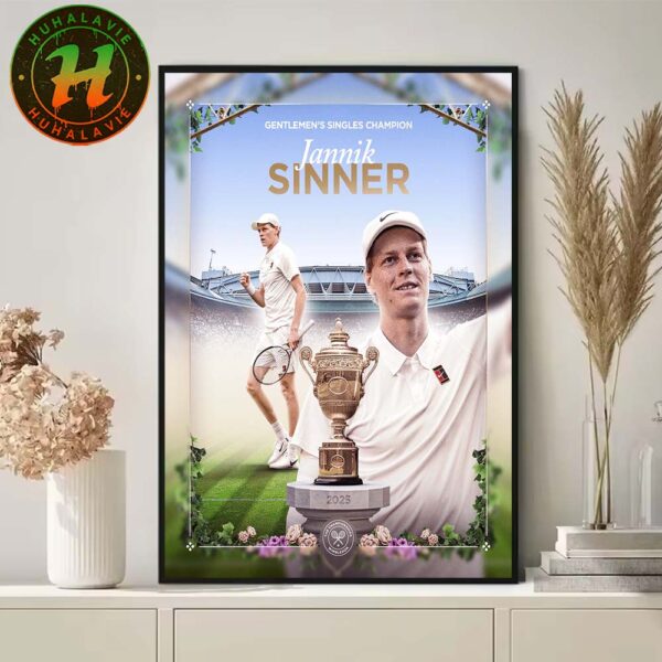 Jannik Sinner World No.1 Defeats Carlos Alcaraz To Claim Wimbledon Champion 2025 Home Decor Poster Canvas