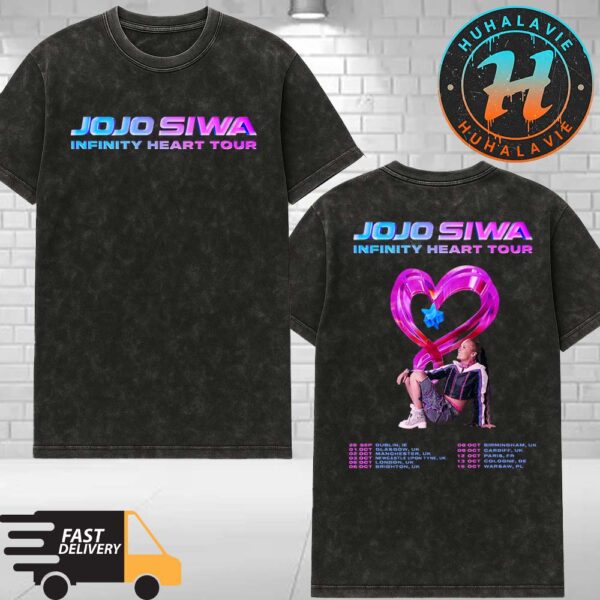 Jojo Siwa Infinity Heart Tour Europe 2025 Cities List Start On September 29th 2025 In Dublin IE Two Sided Print Washed T-Shirt
