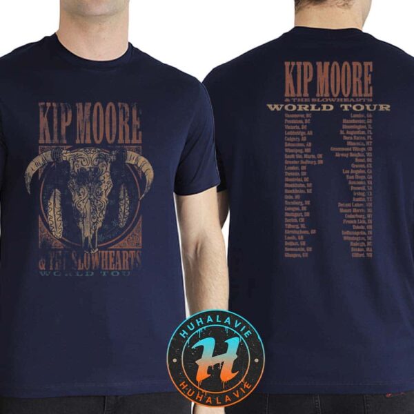 Kip Moore And The Slowhearts World Tour Tee Dates List Kicks Off In Vancouver BC Navy Two Sided Print Classic T-Shirt