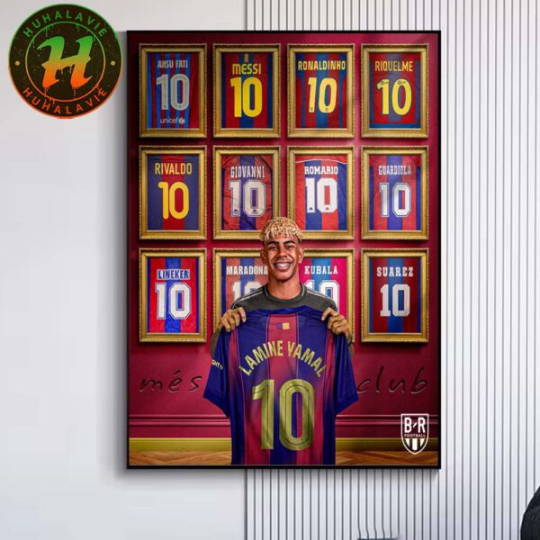 Lamine Yamal Given Lionel Messi Iconic No.10 By Barcelona Home Decor Poster Canvas