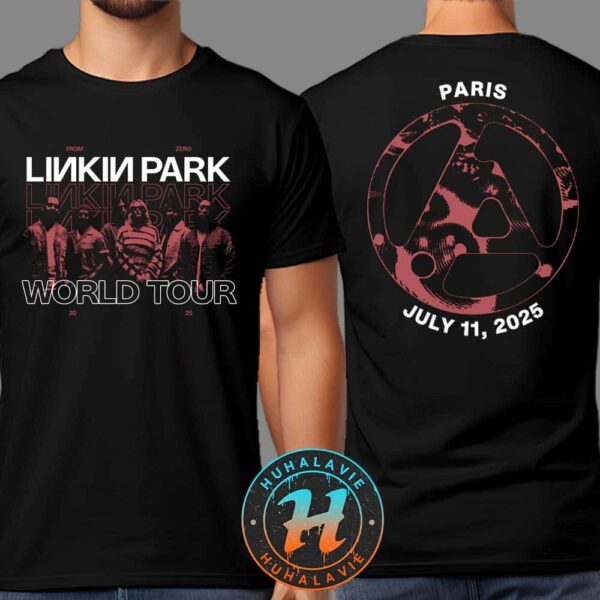 Linkin Park Paris France Merchandise Tee At Stade de France On July 11th From Zero World Tour 2025 Two Sided Print Unisex T-Shirt