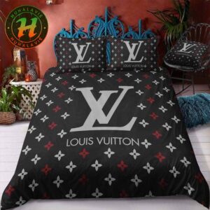 Louis Vuitton Black Background With Basic Monogram Bedding Set