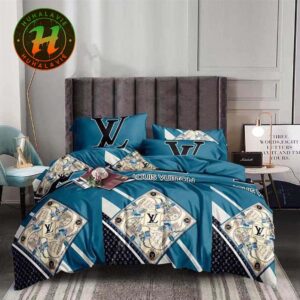 Louis Vuitton Blue Background Bedding Set Full