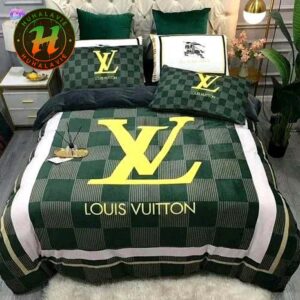 Louis Vuitton Dark Green Luxury Brand Bedding Set