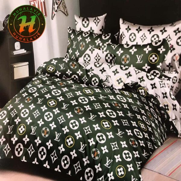 Louis Vuitton Green Background Basic Monogram Bedding Set Full