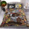Louis Vuitton Pink Blue Striped Monogram Bedding Set Full