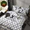 Louis Vuitton With Pattern Logo Blue Background Bedding Set Queen