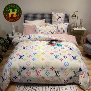 Louis Vuitton With Rainbow Pattern Logo Bedding Set Full