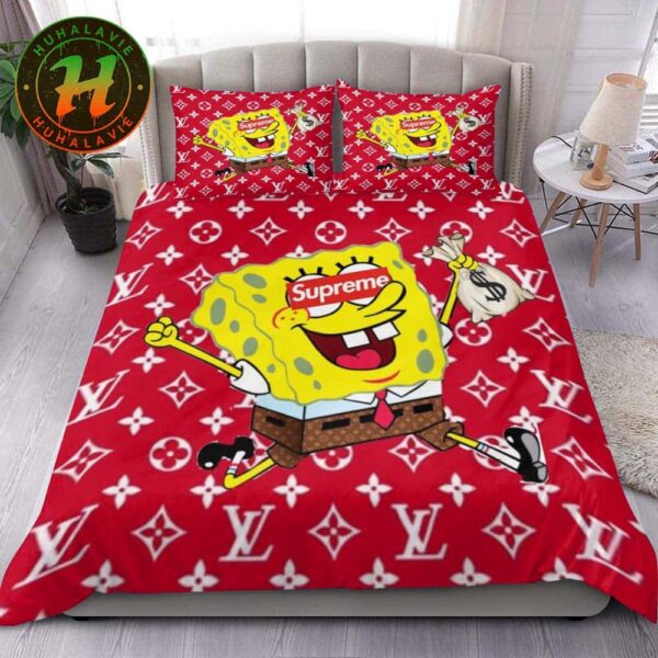 Louis Vuitton x Supreme Spongebob Pattern Logo Red Background