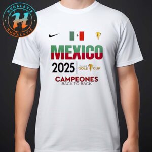 Mexico Back To Back Nike Campeones Copa Oro 2025 Champions 2025 Concacaf Gold Cup White Unisex T-Shirt