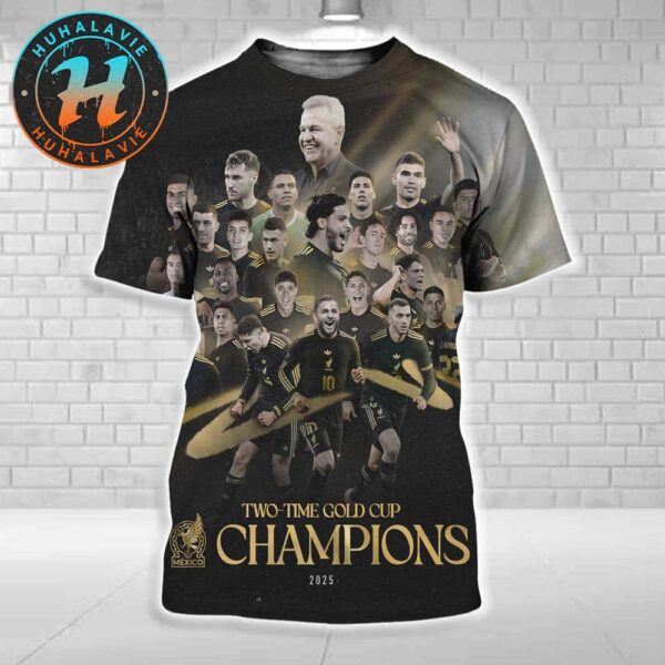 Mexico National Football Team Two Time 2025 Concacaf Gold Cup Champions All Over Print Shirt
