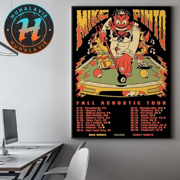 Mike Pinto Fall Acoustic Tour 2025 Dates List Kicks Off In Pittsburgh PA On September 11 2025 Home Decor Poster Canvas