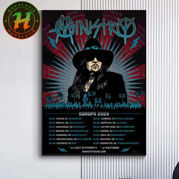 Ministry Summer Europe Tour 2025 Dates List Start In Tolmin SI On July 26 At Tolminator Home Decor Poster Canvas