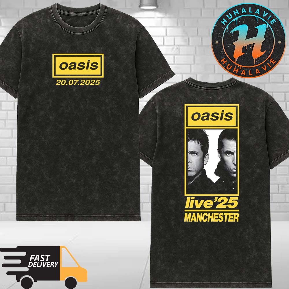 Oasis Manchester United Kingdom Summer Tour 2025 At Heaton Park Tee On July 20th Oasis Live ’25 Washed T-Shirt Oasis Manchester United Kingdom Summer Tour 2025 At Heaton Park Tee On July 20th Oasis Live ’25 Washed T-Shirt
