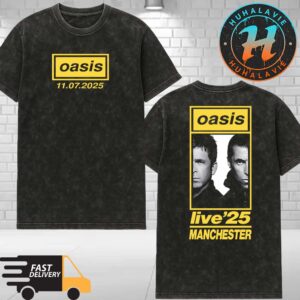 Oasis On July 11 In Manchester UK Exclusive Tee At Heaton Park Oasis Live ’25 Black Washed T-Shirt