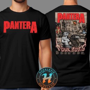 Pantera 2025 Tour Lithograph Cities List Poster Kicks Off In Syracuse NY Two Sided Print Unisex T-Shirt