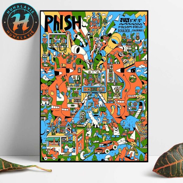 Phish Band Boulder Colorado Poster At Folsom Field On July 3rd 4th And 5th 2025 Home Decor Poster Canvas