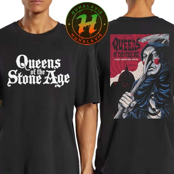 Queens Of The Stone Age Pistoia Italy Poster Art By Brandon Heart On July 15th 2025 At Pistoia Blues Festival Vintage T-Shirt