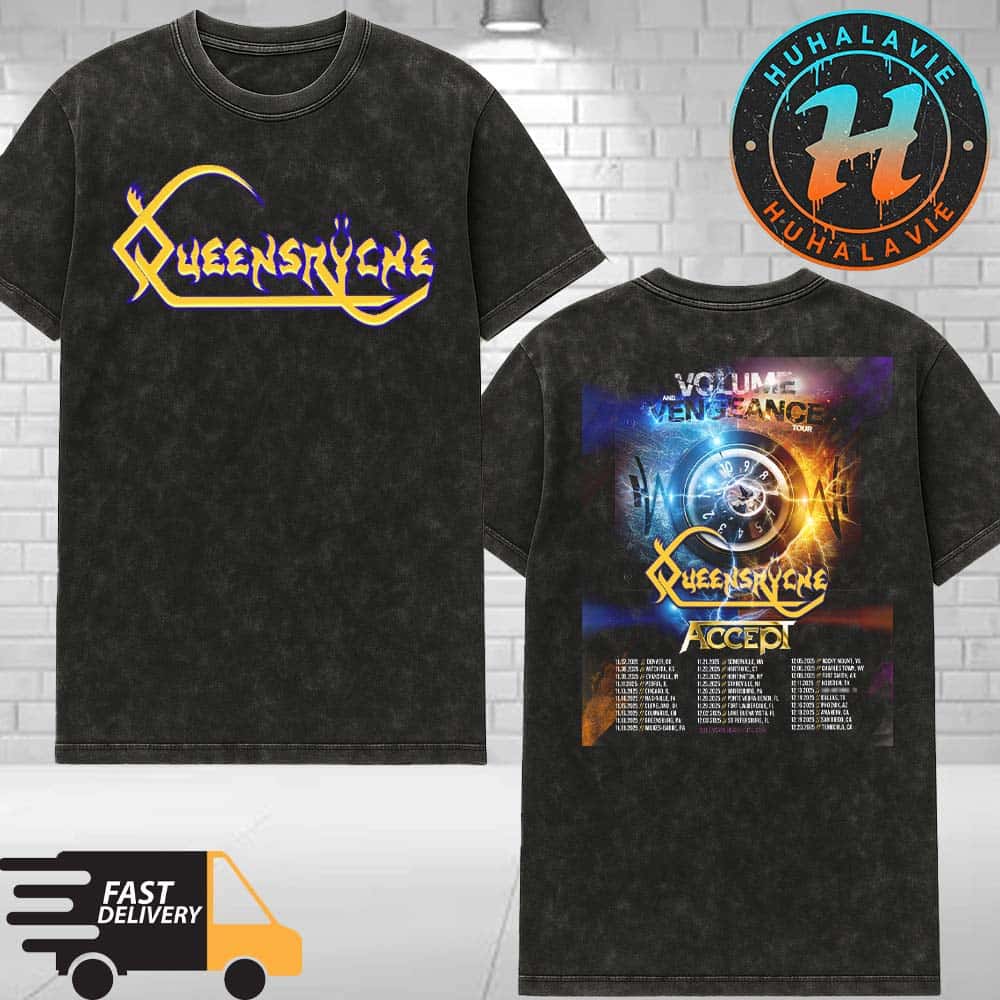 Queensryche Volume And Vengeance Tour For Fall Of 2025 Dates List With Special Guests Accept Washed T-Shirt Queensryche Volume And Vengeance Tour For Fall Of 2025 Dates List With Special Guests Accept Washed T-Shirt