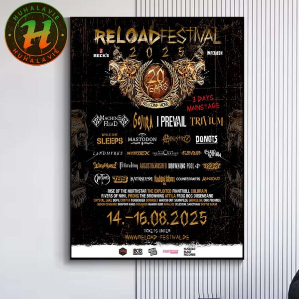Reload Festival 2025 In Sulingen Niedersachsen DE Poster Line Up On August 14-16 2025 At Lower Saxony Home Decor Poster Canvas